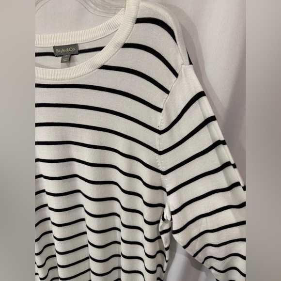 Style & Co Sweater Knit Crewneck Long Sleeve Black White Striped Size XXL NWT - Picture 11 of 11
